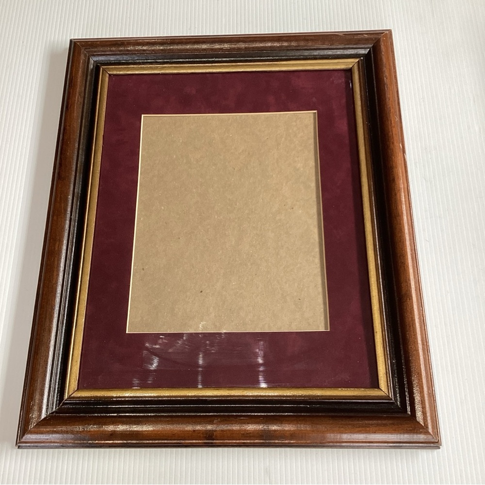 Vintage Spoon Carved? Wood Picture Frame 14” x 17.5” Hanging Decor